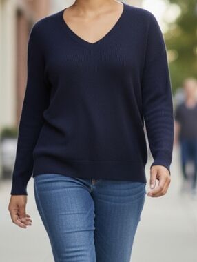 WoolX Francesca Merino Wool V-Neck Sweater Women's XL Storm Cloud Pullover